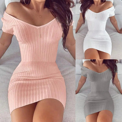 New Summer Women Dress Sexy V-Neck Club Dresses Vestidos Temperament Solid Color Slim Mini Party Dress платье женское