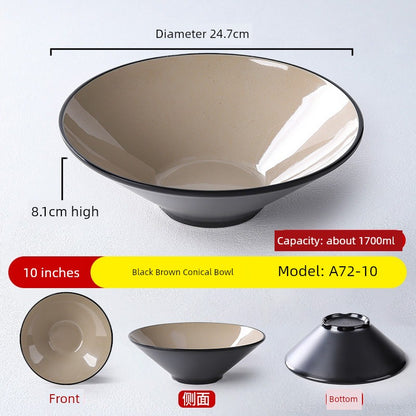 Melamine Rain-Hat Shaped Bowl Commercial Ramen Bowl River Snail Rice Noodle Bowl Noodle Restaurant Dedicated Noodles with Soy Sauce Wonton Pig's Knuckle Rice Spicy Hot Large Bowl