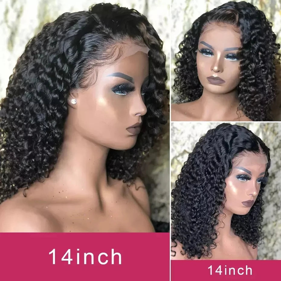 Brazilian Deep Wave Frontal Wig Transparent 13x4 Lace Front Human Hair Wigs for Women Deep Curly Short Lace Wig PrePlucked Bling