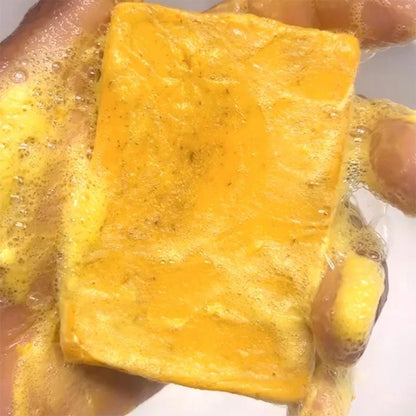 100g Turmeric Scrub Exfoliator Handmade Soap,Lemon Kojic Acid Brighten Moisturizing Shower Face Cleansing Soap,Body Skin Cleaner