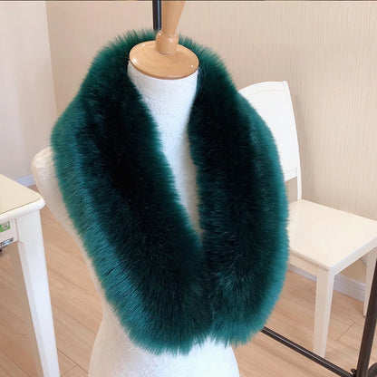 Women Faux Fox Fur Collar Fashion Winter Warm Shawl Collar Female Luxury Scarves Jackets Fur Coat Decor Shawl Clothes Accessorie