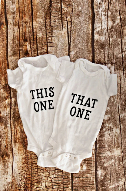 Buy One Get One Free Twins Baby Bodysuits Clothes Funny Baby Boy Girl Clothing Summer Toddler Jumpsuits Twin Infant Shower Gifts