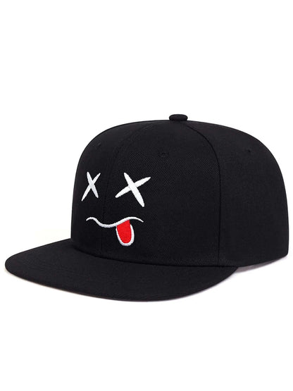 Unisex Fashionable Funny Expressions Embroidered Hip-Hop Hat, Flat Top Baseball Cap Suitable For Outdoor Leisure Sports