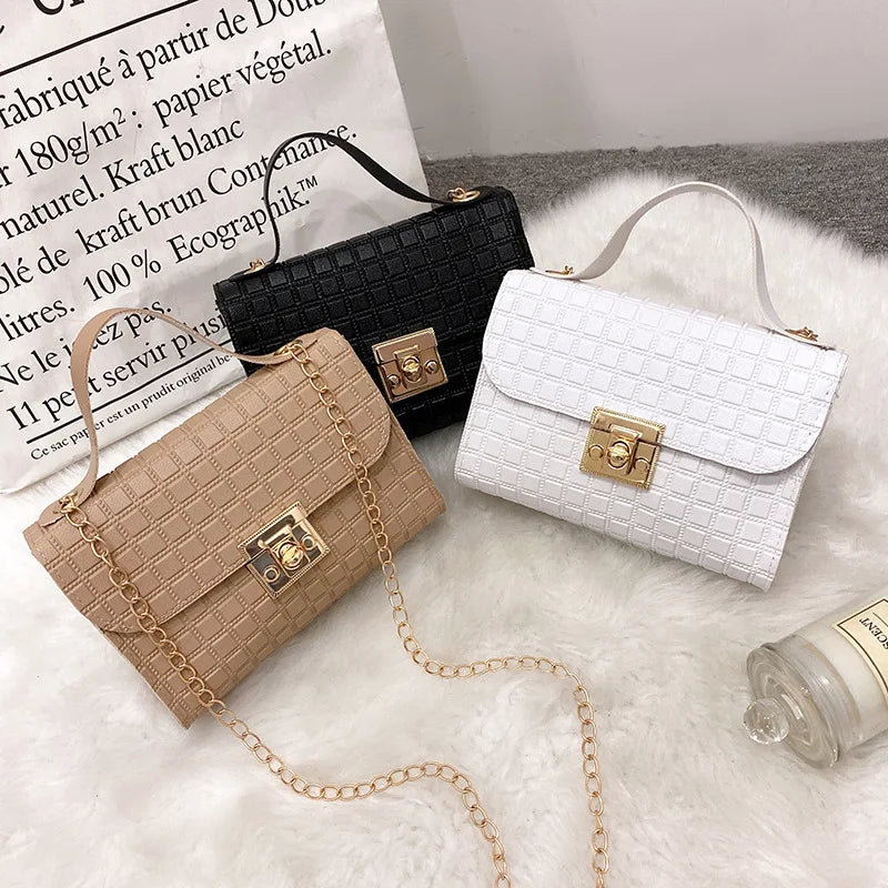 New Casual Chain Crossbody Bags For Women Luxury Simple Shoulder Bag Ladies Designer Handbags PU Leather Messenger Bags