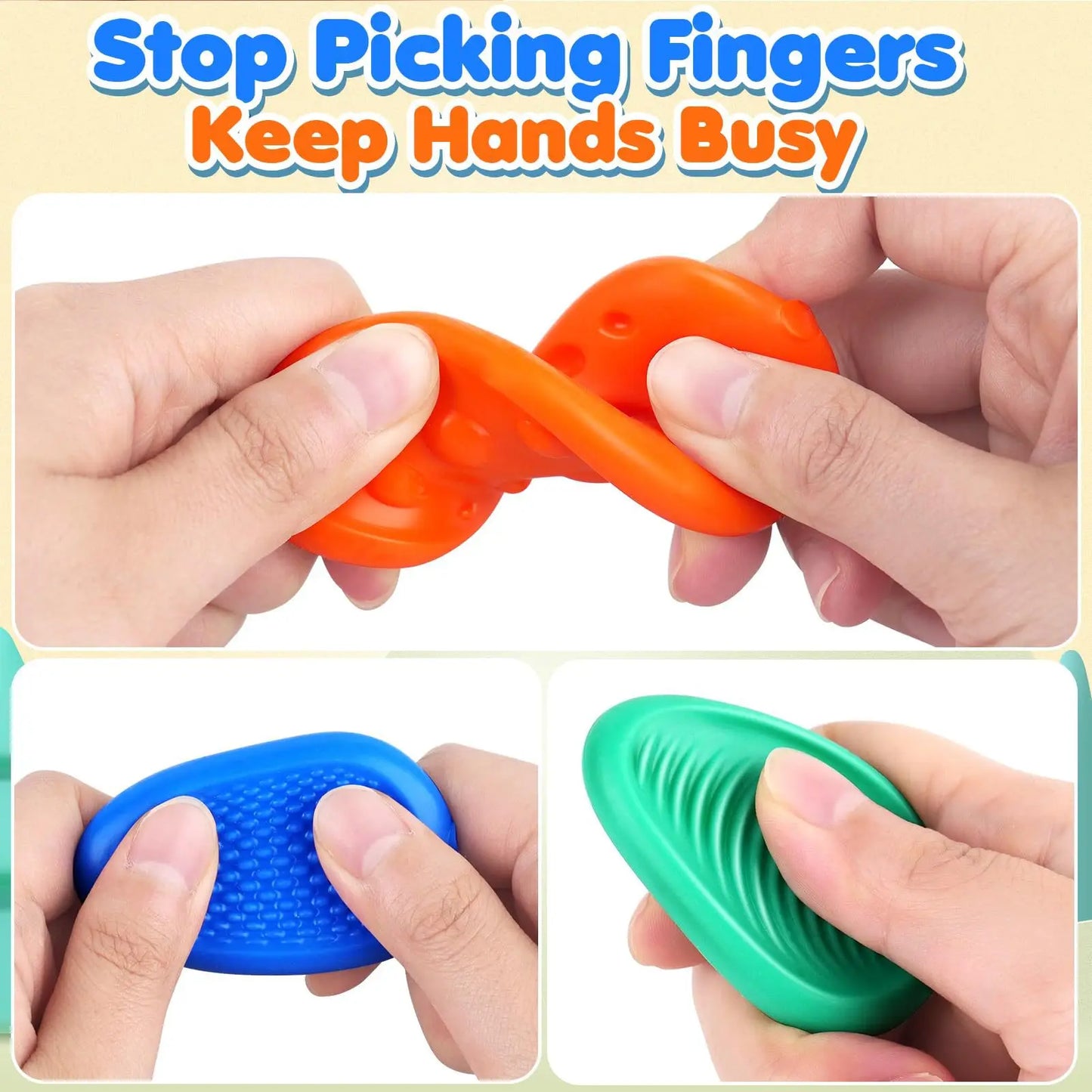 Fidget Toys Adults Sensory Silicone Stone 6 Pack Textured for Autism