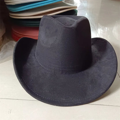 Western suede leather 7.5CM Western denim women's Fedora hat men's church jazz hat fashion travel party hat denim hat 2024