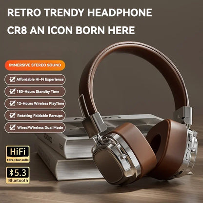 2025 New Retro On Ear Headphones Wireless Bluetooth Headsets