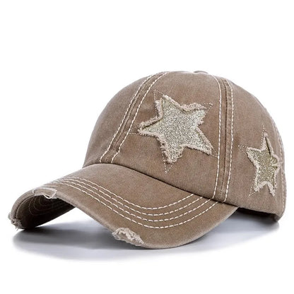 Retro Y2K Star Washed Denim Hole star Baseball cap Snapback Hats Autumn Summer fishing Hat Men Women Caps Casquette hats Gorras