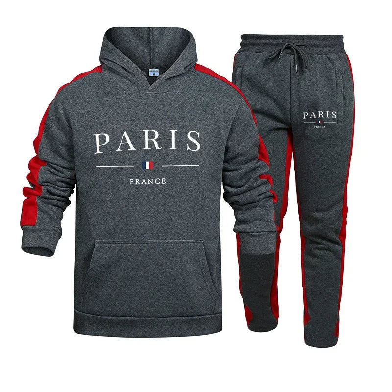 Daily Mens Hooded Sweatshirt Set Autumn Winter Warm Outdoors Street Clothing High Quality Casual Printing City Popular Tracksuit