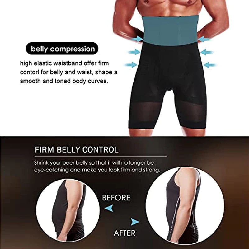 Men Body Shaper Tummy Control Shorts Shapewear Belly Girdle Boxer Briefs High Waisted Slimming Underwear Leg Compression Panties