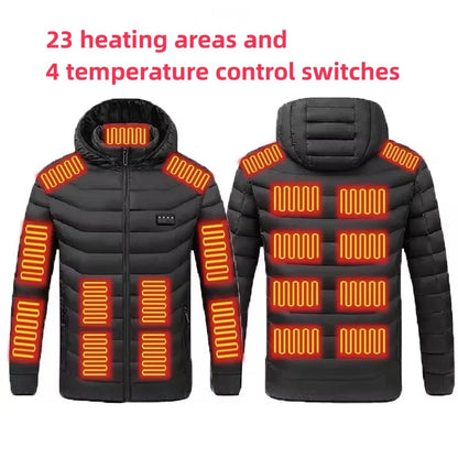 9/23 Areas Heated Jacket Men Warm Vest USB Self Heating parka Women Heated Coat Ski Camping Hiking Winter Cotton Clothes Washed