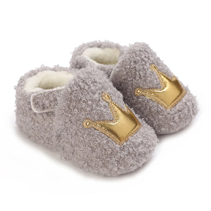 Fashionable Lamb Down Newborn Baby Girl Knitted Baby Soft Sole Shoes Toddler Shoes Warm and Non Slip First Walker