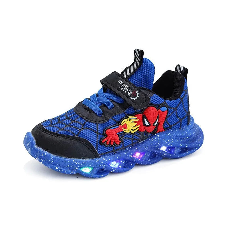 2024 New Spider-man Children's Shoes Boys Sneaker With Lights Spring Led Kids Boys Sports Children Shoes Casual