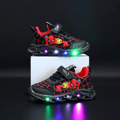 2024 New Spider-man Children's Shoes Boys Sneaker With Lights Spring Led Kids Boys Sports Children Shoes Casual