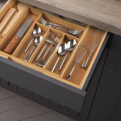 Multifunctional Expandable Kitchen Drawer Organizer for Utensils Cutlery Flatware Bamboo Silverware Drawer Organizer Tray