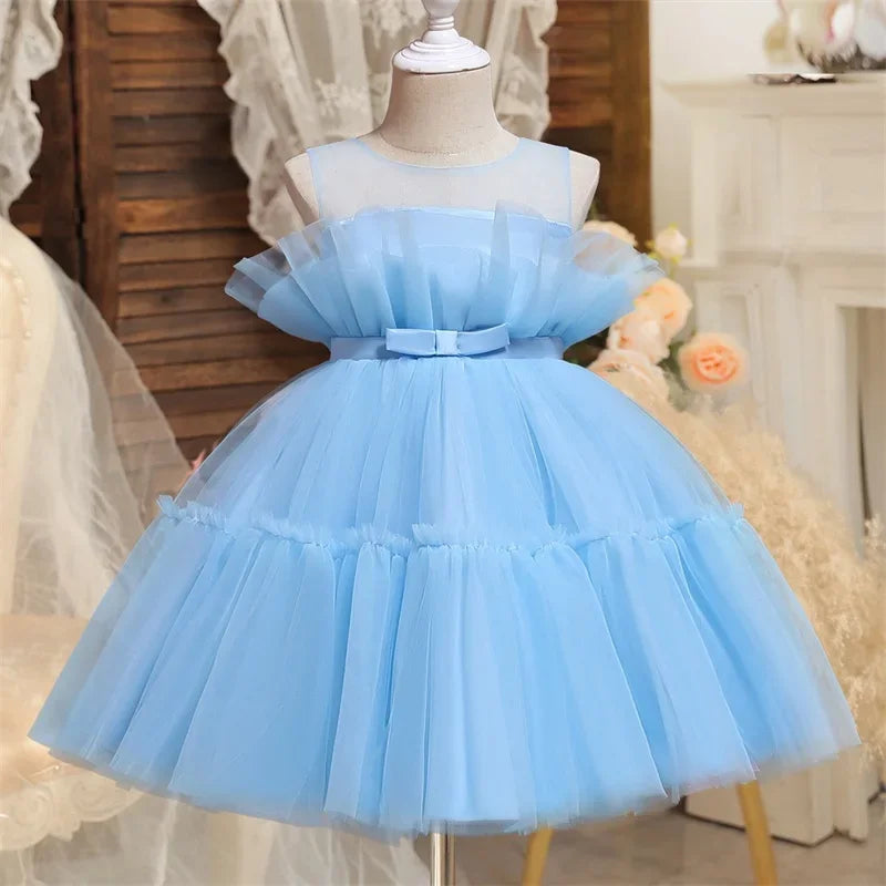 Baby Dresses For Girls Kids Wedding Bridesmaid Gown Toddler Tulle Infant Outfits Vestidos 1-5 Year