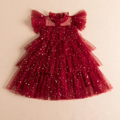 Summer Dresses For Girls Kids Elegant Princess Costume Sequined Party Dress Up Children Clothing 4 -10 Years