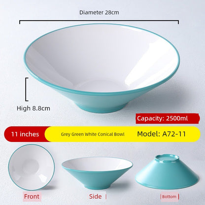 Melamine Rain-Hat Shaped Bowl Commercial Ramen Bowl River Snail Rice Noodle Bowl Noodle Restaurant Dedicated Noodles with Soy Sauce Wonton Pig's Knuckle Rice Spicy Hot Large Bowl