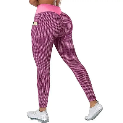 Women's Casual Fitness Trousers High Waist Pocket Leggings Scrunch Butt Workout Tights Push Up Yoga Gym Leggings S-3XL