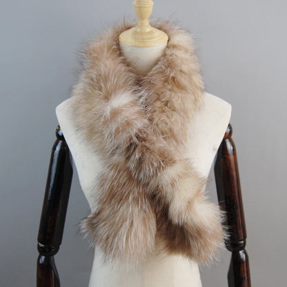 2025 New Knit Real Fox Fur Lady Fashion Neckerchief Scarves Women Real Fur Bandana Women Winter Warm Natural Fox Fur Scarf Ring