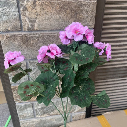 Outdoor Artificial Geranium And Rhododendron Bushes, High-Quality UV Resistant Artificial Flowers, Home And Garden Decoration