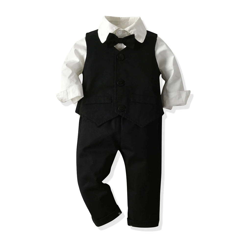 top and top Fashion Toddler Kids Boy Gentleman Clothing Sets Long Sleeve Formal Suits Children Boys Casual Clothes 3Pcs Outfits