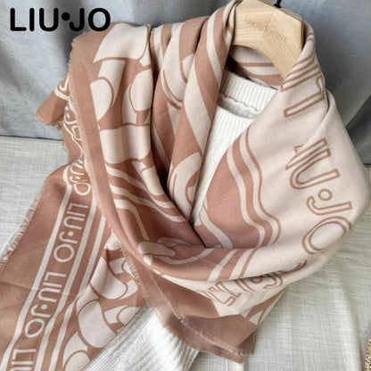 Liu jo luxury brand Women's Scarf with Tassel Long Winter Warm Shawl and Wrap Gifts Pashmina Scarves