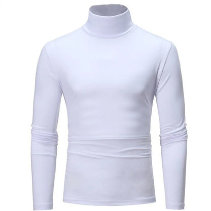 Autumn Winter Men's High Neck T-shirt Slim Fit Fashion High Elastic Long Sleeve Casual Breathable Apparel Pullover Thermal Tops