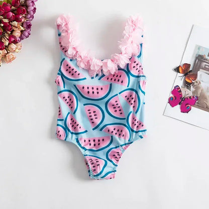 Baby Girls One-piece Swimsuit 1-5Yrs Toddler Kids Swimwear Bikini Flower Girls Summer Beachwear Backless Children Bathing Suit