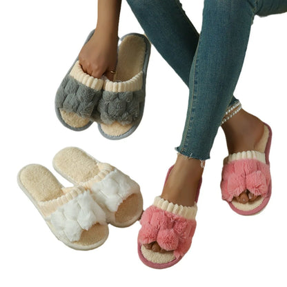 Slippers Cotton Plush Warm Female Light EVA Flat Bottom