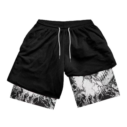 Y2K Summer Men Shorts Streetwear Anime Double Layered Oversize Breathable Gym Short Pants Training Fitness Track Shorts Clothes