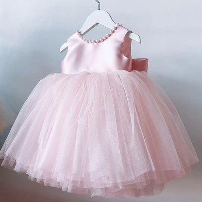 Kid's Princess Backless Dress Sleeveless Elegant Girls Birthday Party Dress Flower Girls Dress for Wedding Tutu Gown 1-5 Years