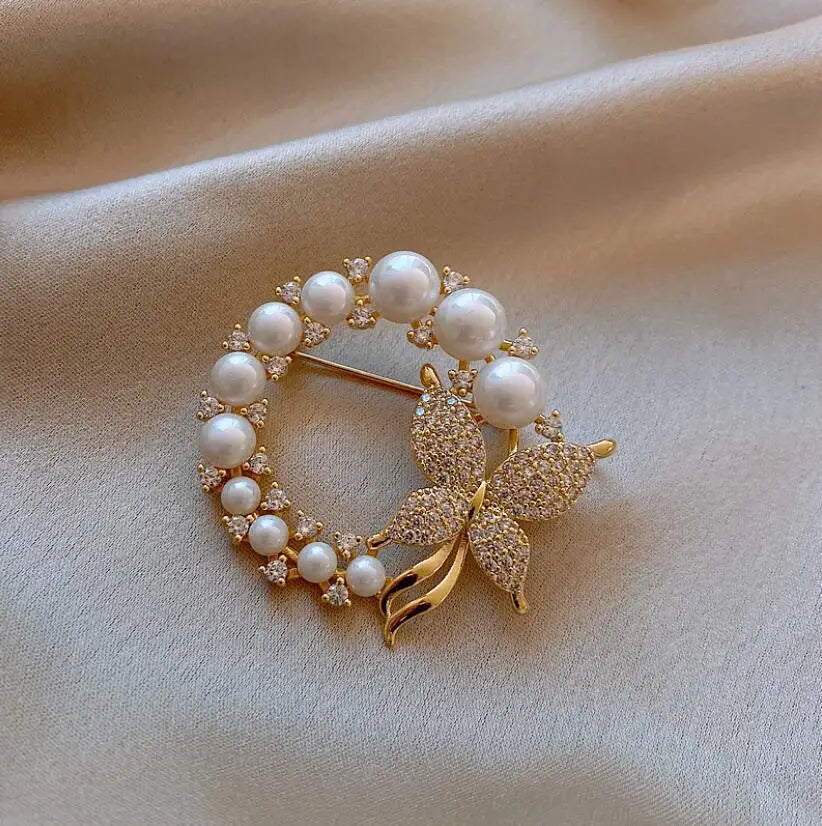 Pearl Butterfly Brooch High-end Small Fragrance Exquisite