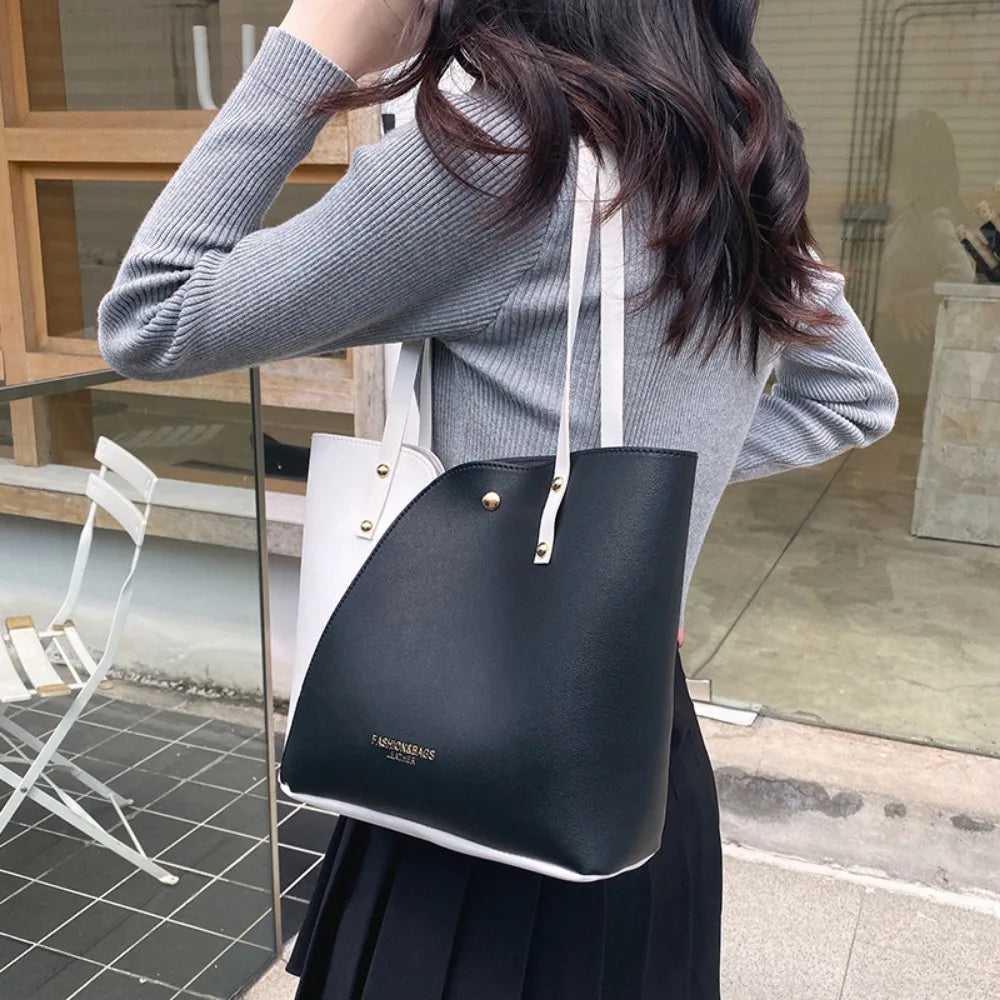 Women's Patchwork Color Bag Large Capacity Shoulder Bags High Quality Pu Leather Handbag Ladies Wild Bags Purses and Handbags