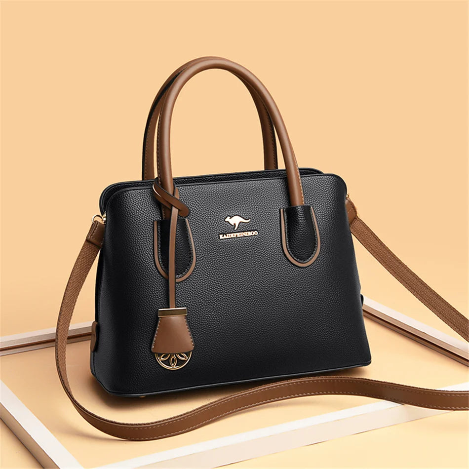 2 Layers Quality Leather Luxury Handbags Women Bags Designer Crossbody Bags for Women 2024 Large Capacity Tote Bag Sac A Main