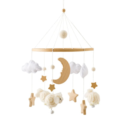 Baby Crib Mobile Bed Bell Rattle Toys Wooden Crochet Stars Pendant Bed Bell Toys Newborn Comfort Crib Bracket Hanging Toys Gifts