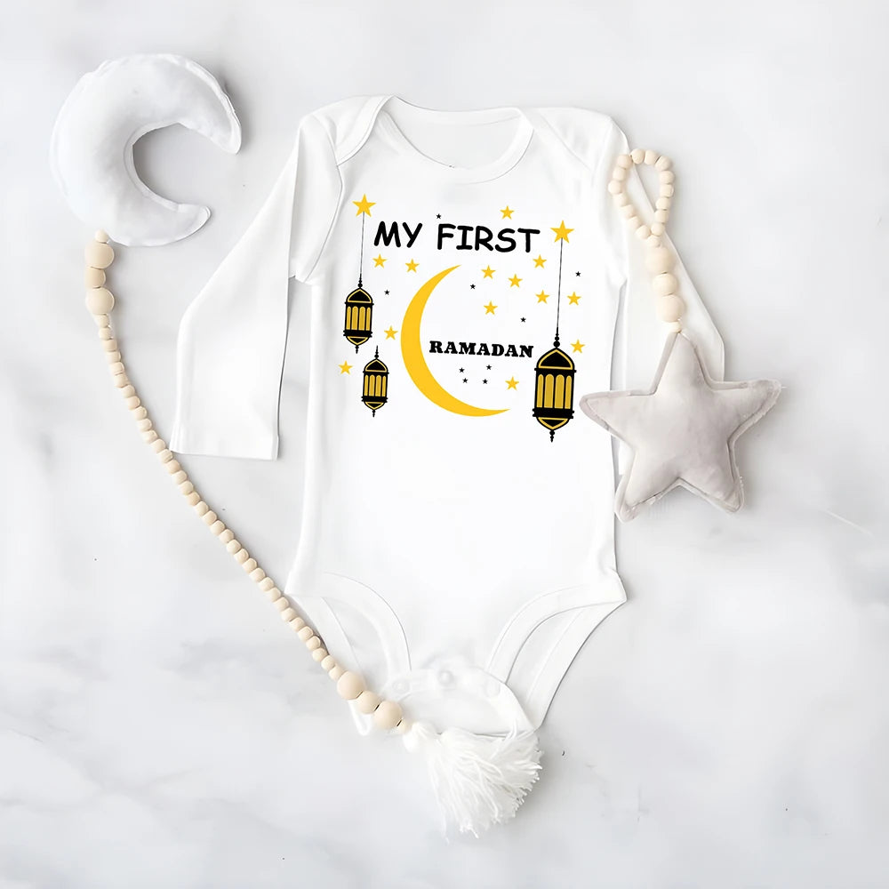 My First Ramadan Baby Romper Long Sleeve Print Infant Bodysuits Ramadan Newborn Jumpsuits Islamic Muslim Festival Clothing