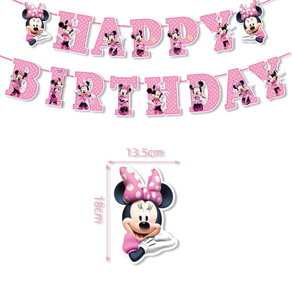 Minnie Mouse Party Decoration Disposable Tableware Minnie Cup Plate Balloon For Girls Baby Bath Birthday Party Supplies