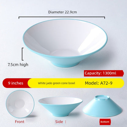 Melamine Rain-Hat Shaped Bowl Commercial Ramen Bowl River Snail Rice Noodle Bowl Noodle Restaurant Dedicated Noodles with Soy Sauce Wonton Pig's Knuckle Rice Spicy Hot Large Bowl