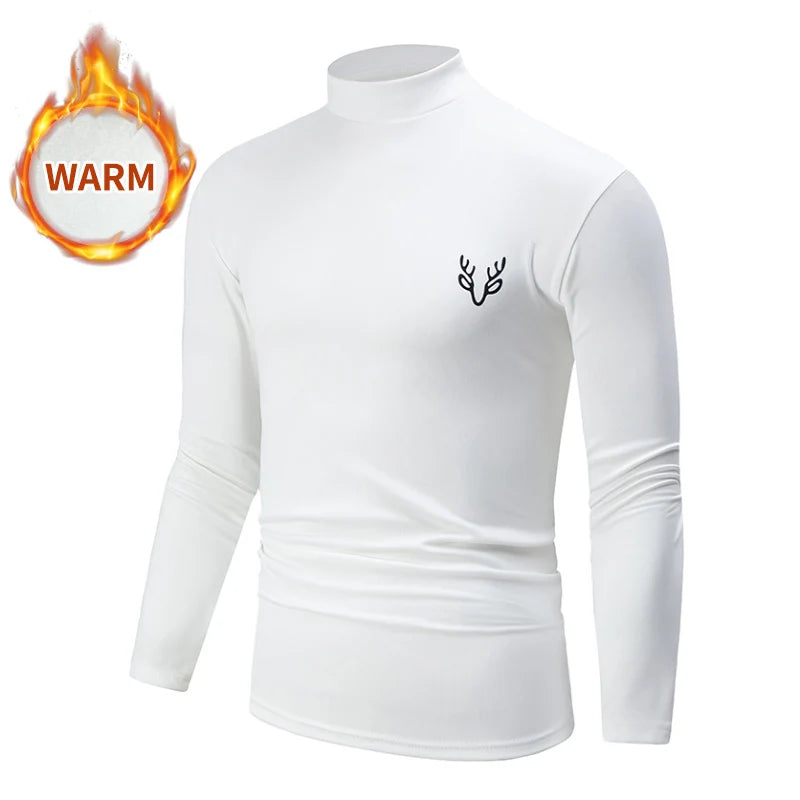 1/2 Pack Men's Fall/Winter Turtleneck Backcoat Solid Color Simple Warm Long Sleeve Shirt Teenagers' School Uniforms with Sanded