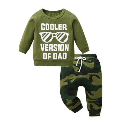 Toddler Baby Boys Casual Clothing Set for 0 to 2 Years Spring Autumn Letters Printed Long Sleeve Round Neck Top + Pants Outfit