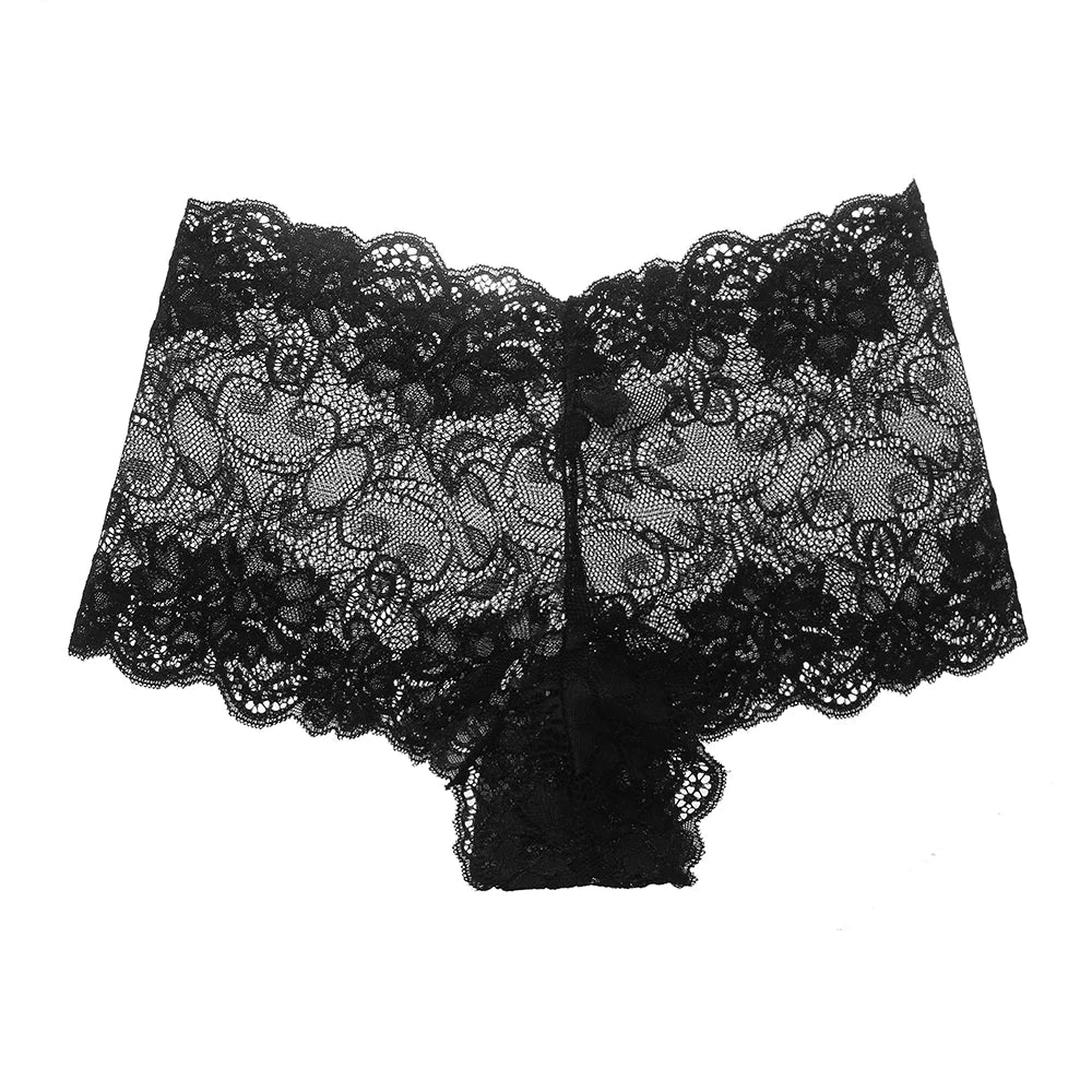 Boxers for Women Transparent Lace Women's Panties Floral Seamless Feamle Underwear Mid-Rise Perpective Boyshorts Sexy Lingerie