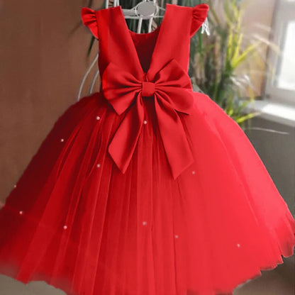 Kid's Princess Backless Dress Sleeveless Elegant Girls Birthday Party Dress Flower Girls Dress for Wedding Tutu Gown 1-5 Years