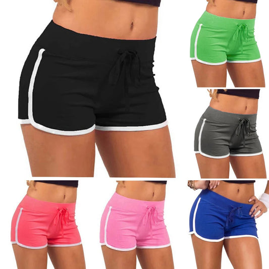 Summer Fast Drying Sports Pants for Women Cotton Shorts Contrast Binding Side Split Elastic Waist Casual Shorts Yoga Short Pants