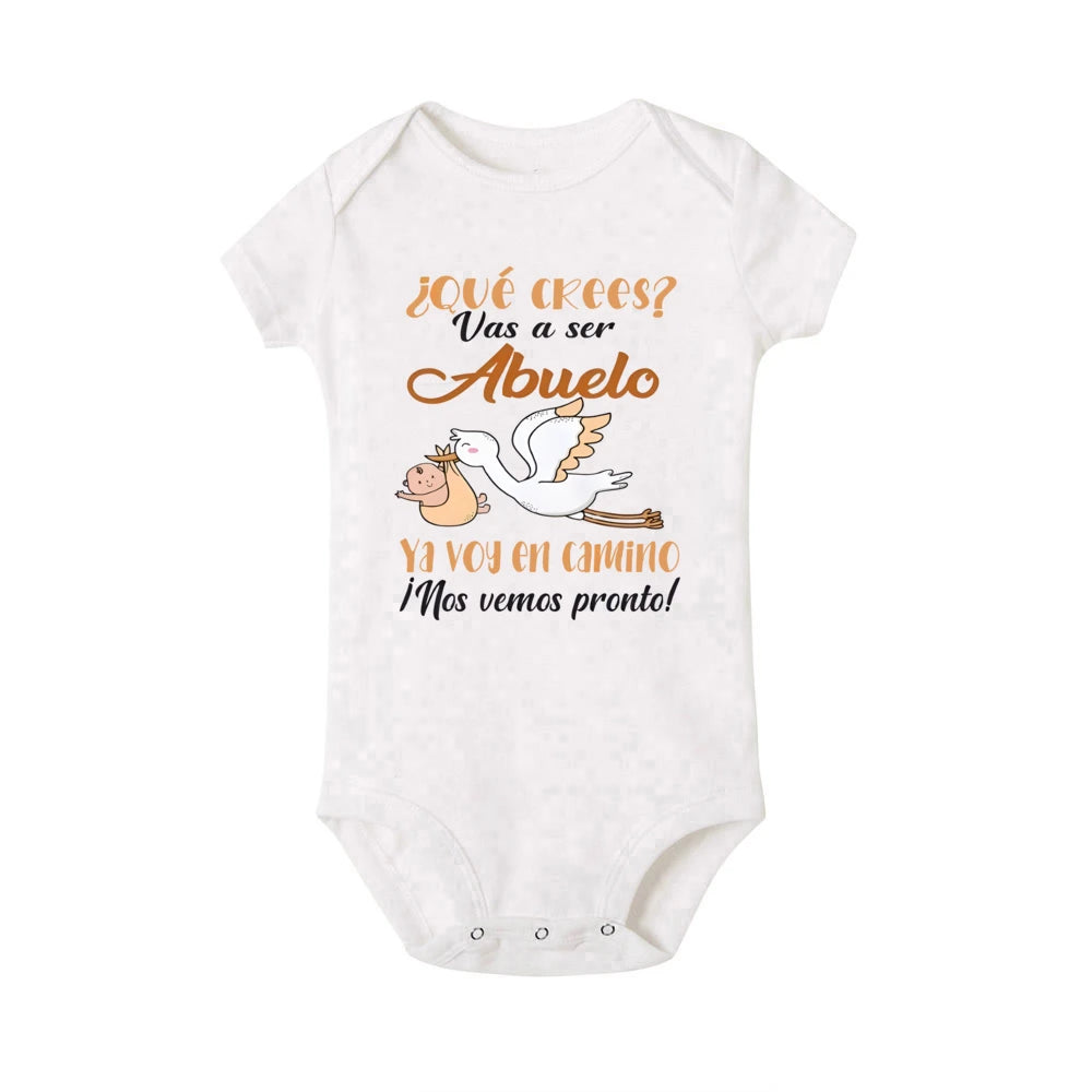 You Will Become A Grandma Grandpa Print Newborn Romper Pregnancy Announcement Clothes Baby Reveal Bodysuit for Grandparent Gifts