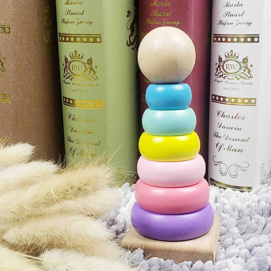 Children Rainbow Tower Ferrule Wooden Toy Stacking Circle Baby Early Childhood Education Puzzle Ring Montessoris Toys Kids