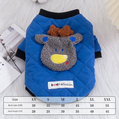 Dog Clothes Autumn and Winter Thickened Padded Jacket Teddy Bichon Snow Rena Puppies Pets Cat Cute Fleece-Lined Cotton-Padded Clothes