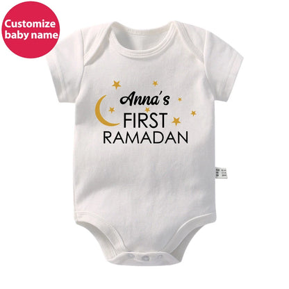 New Custom Name First Eid/Ramadan Baby Rompers Newborn Baby Ramadan Jumpsuits Eid Mubarak Baby Boys Girls Clothing Outfits Gifts