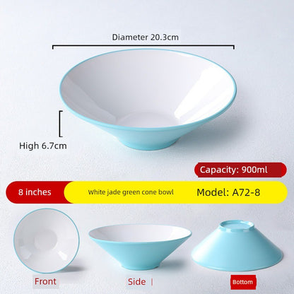 Melamine Rain-Hat Shaped Bowl Commercial Ramen Bowl River Snail Rice Noodle Bowl Noodle Restaurant Dedicated Noodles with Soy Sauce Wonton Pig's Knuckle Rice Spicy Hot Large Bowl