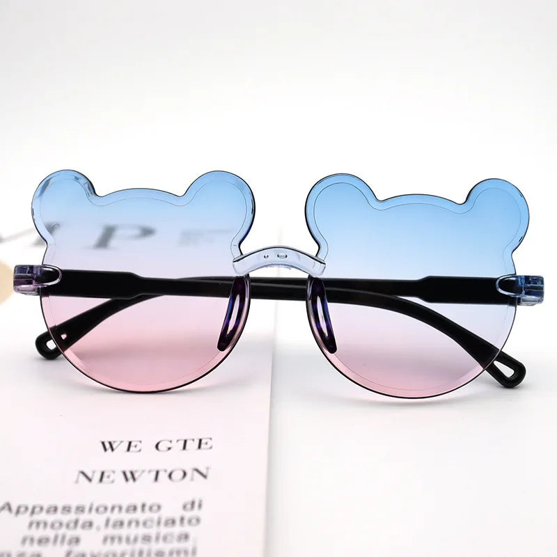 Kids Sun Sunglasses Bear Shape Children Glasses Trendy Girls Cartoon Eyeglasses Shades Driver Anti-Glare Boys Cartoon Sunglasses